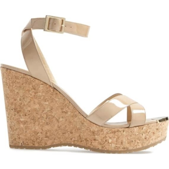 Jimmy Choo Shoes - Jimmy ChooPapyrus Patent Cork Wedge, Nude 9.5